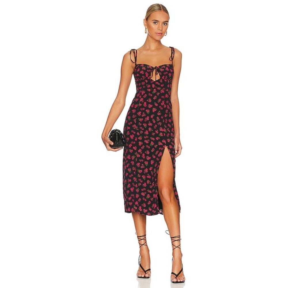 Lovers + Friends Black and Pink Floral Dress